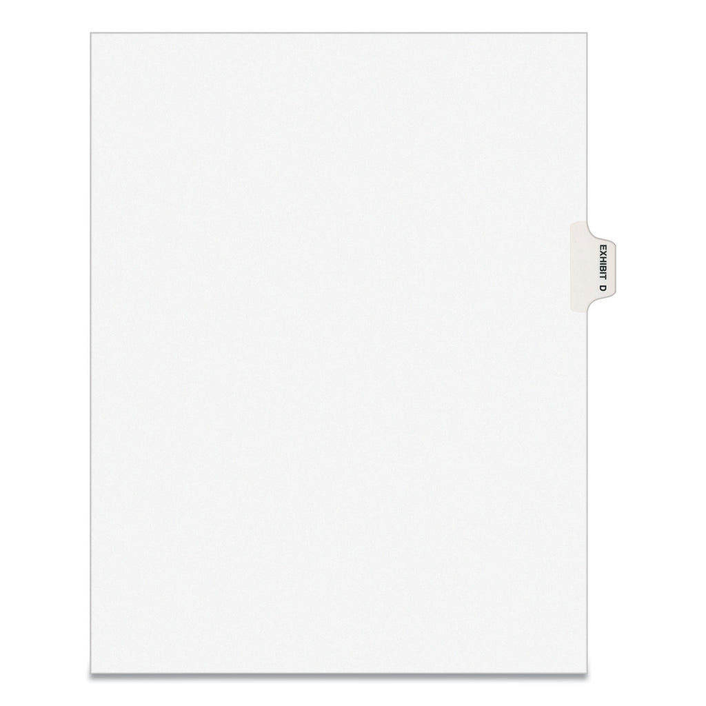 Avery-Style Preprinted Legal Side Tab Divider, 26-Tab, Exhibit D, 11 x 8.5, White, 25/Pack, (1374) - 