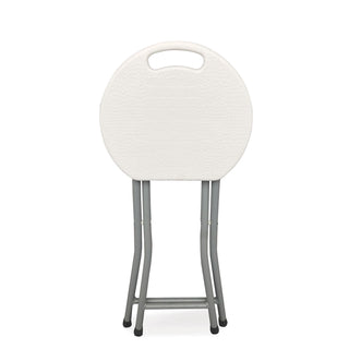 Rough n Ready Folding Stool, Backless, Supports Up to 300 lb, 18" Seat Height, White Seat, Charcoal Base, 4/Carton