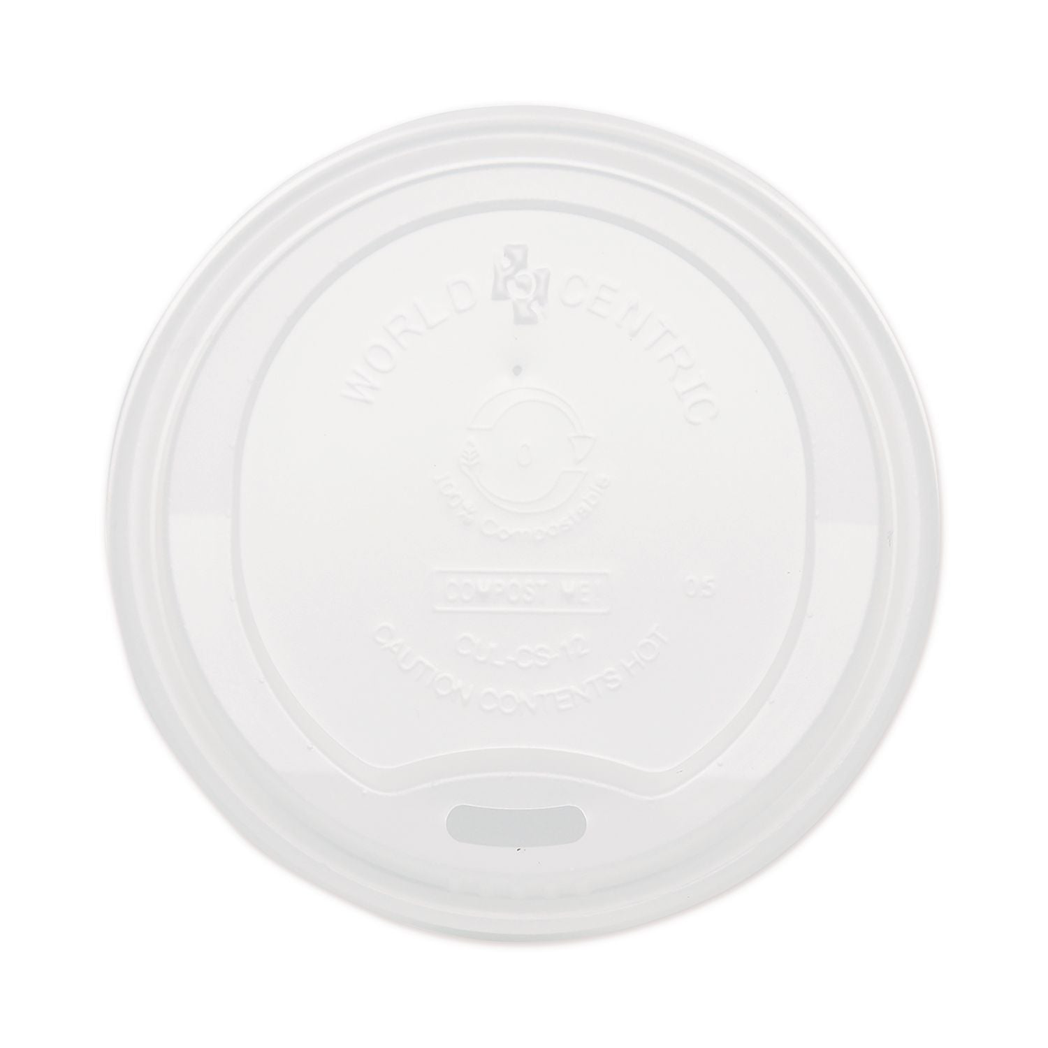 PLA Lids for Hot Cups, Fits 10 oz to 20 oz Cups, White, 1,000/Carton