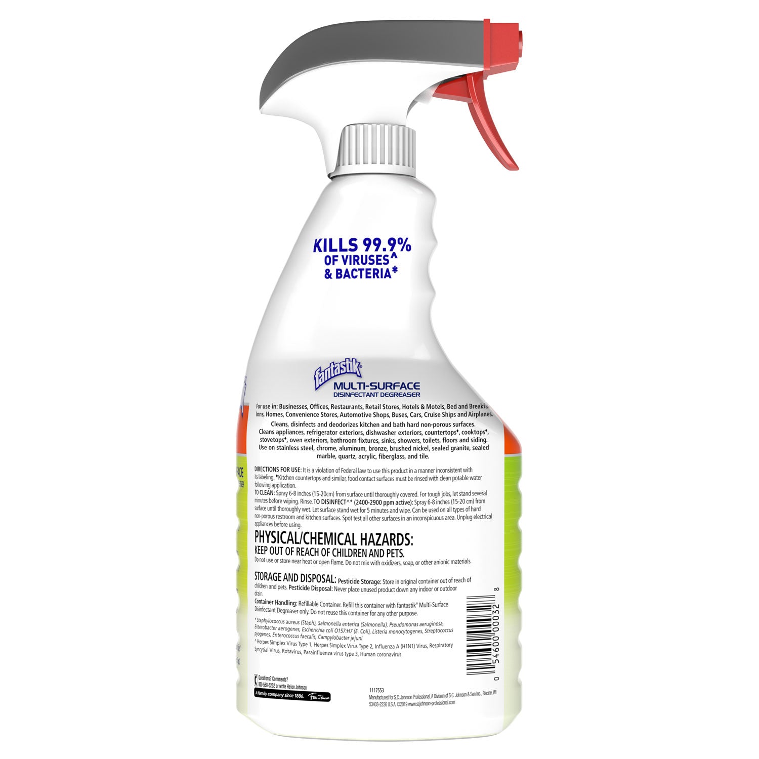 Multi-Surface Disinfectant Degreaser, Herbal, 32 oz Spray Bottle, 8/Carton