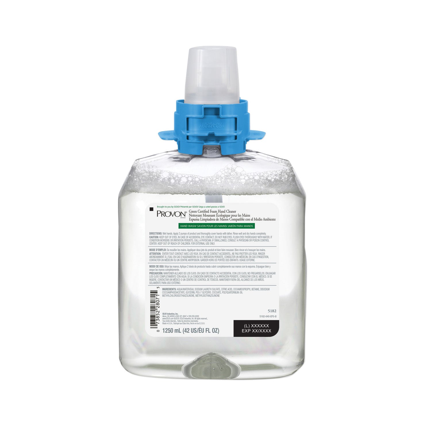 green-certified-foam-hand-cleaner-fragrance-free-1250-ml-refill-4-carton_goj518204ct - 1