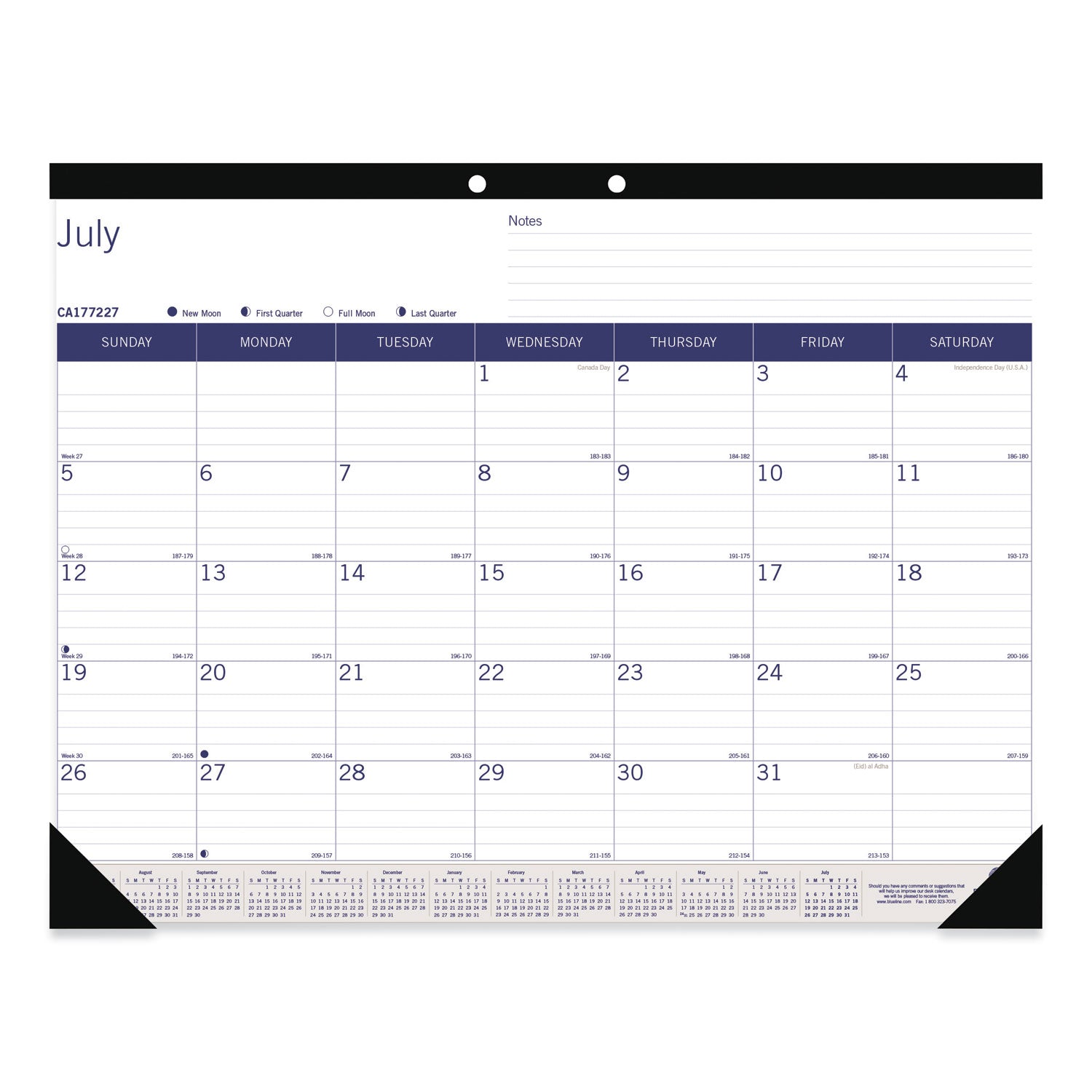 academic-monthly-desk-pad-calendar-22-x-17-white-blue-gray-sheets-black-binding-corners-13-month-july-july-2023-2024_redca177227 - 1