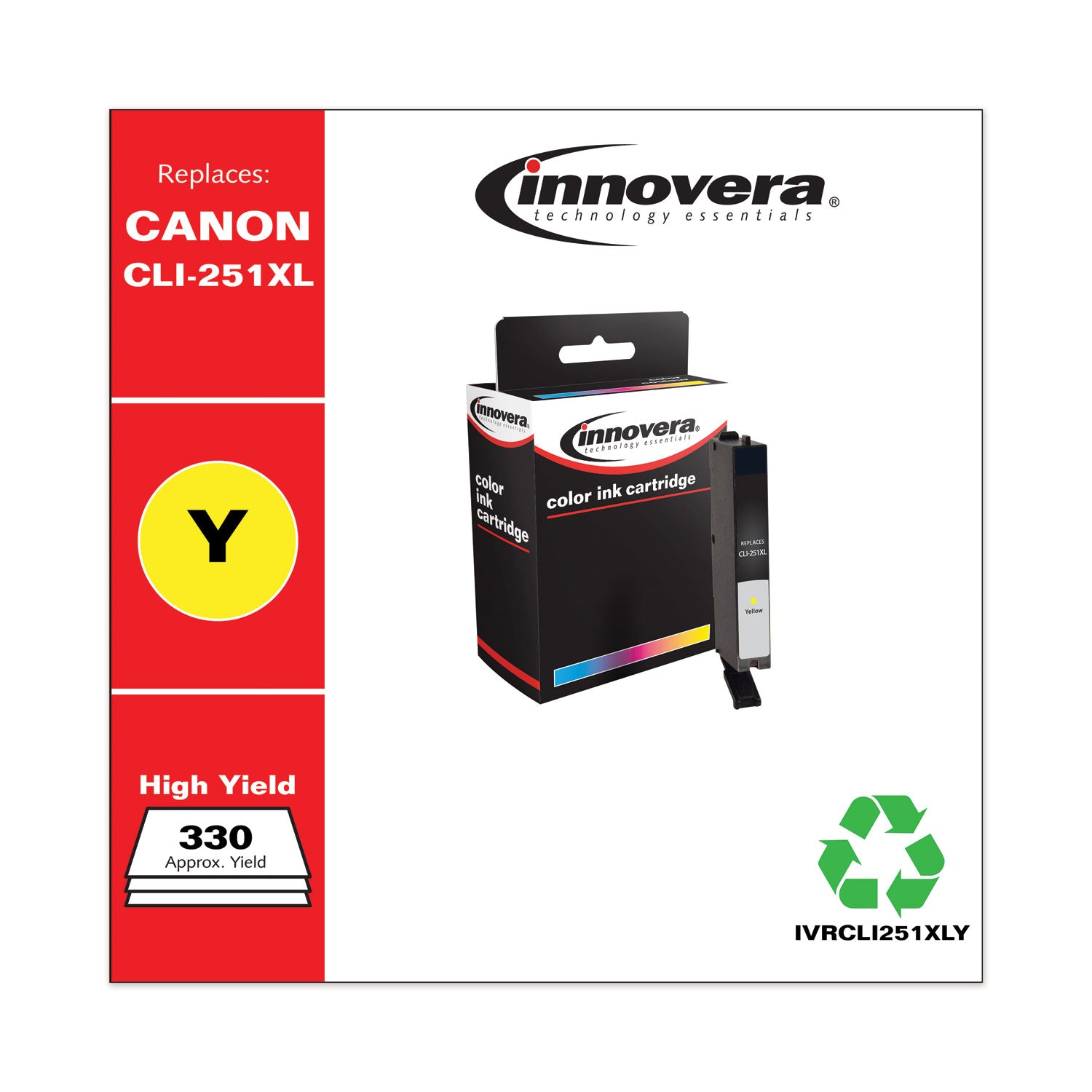 Remanufactured Yellow High-Yield Ink, Replacement for CLI-251XL (6451B001), 685 Page-Yield, Ships in 1-3 Business Days