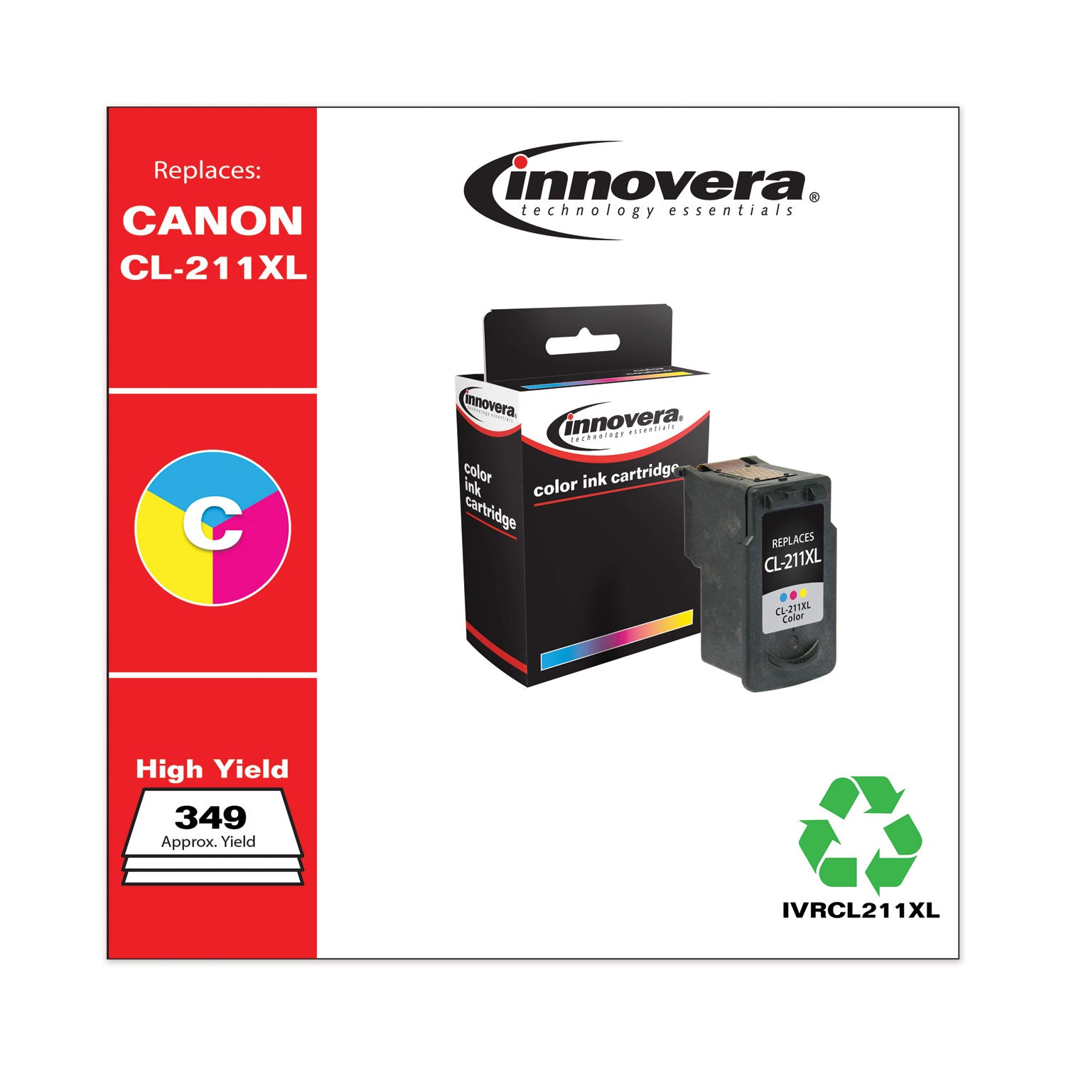 Remanufactured CL-211XL Ink, 349 Page-Yield, Color, Sold as 1 Each - 2
