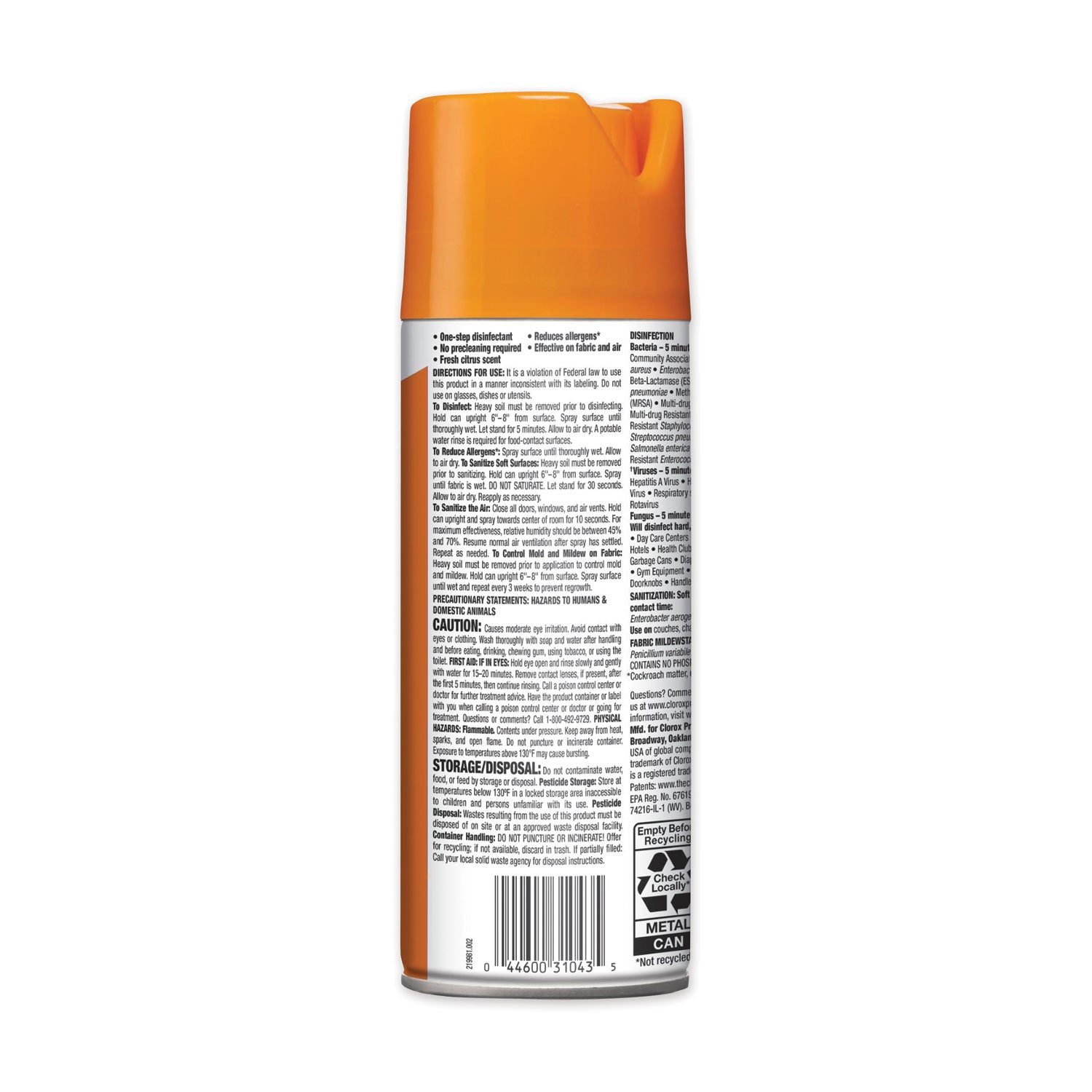 4-in-One Disinfectant and Sanitizer, Citrus, 14 oz Aerosol Spray - 