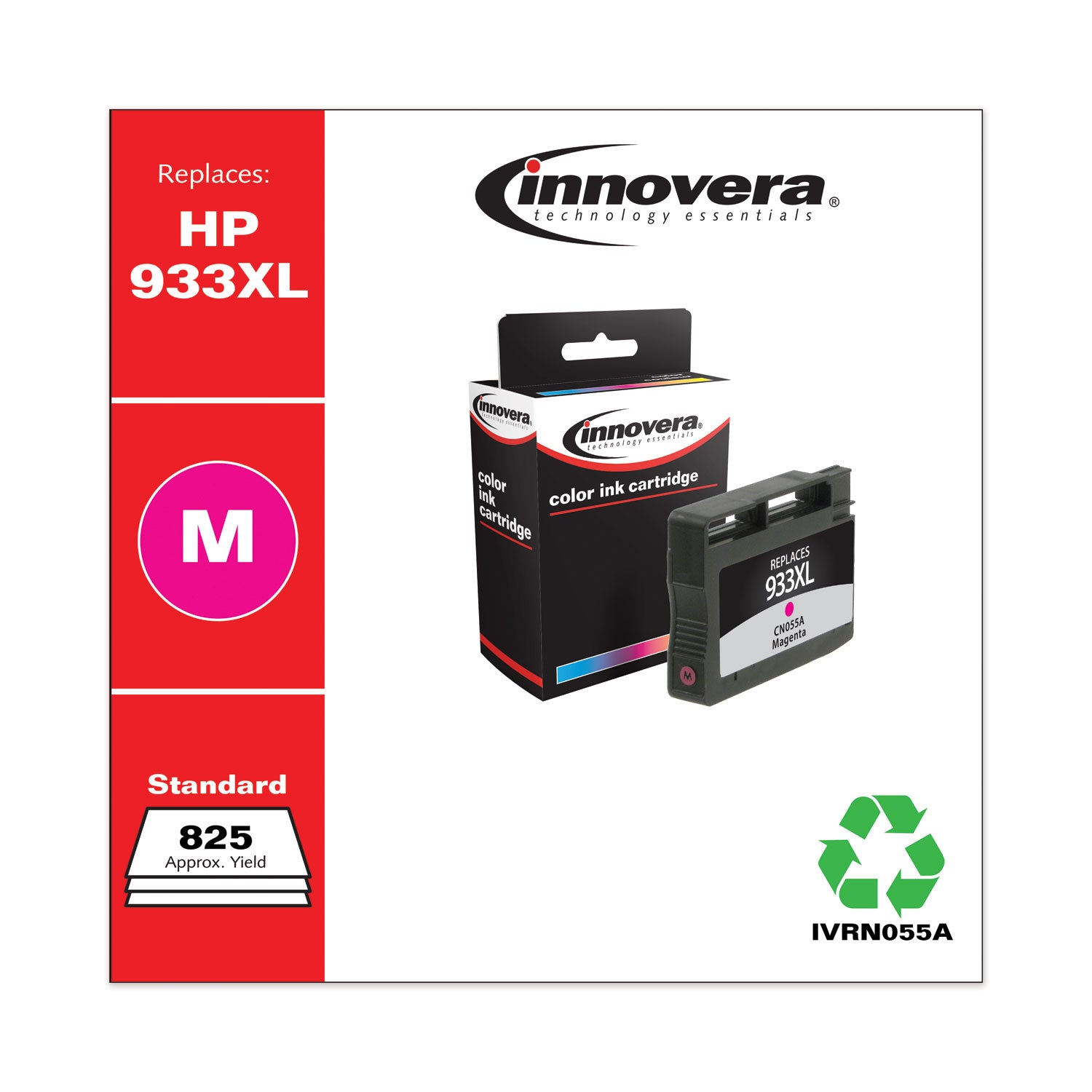 Remanufactured Magenta High-Yield Ink, Replacement for 933XL (CN055A), 825 Page-Yield - 