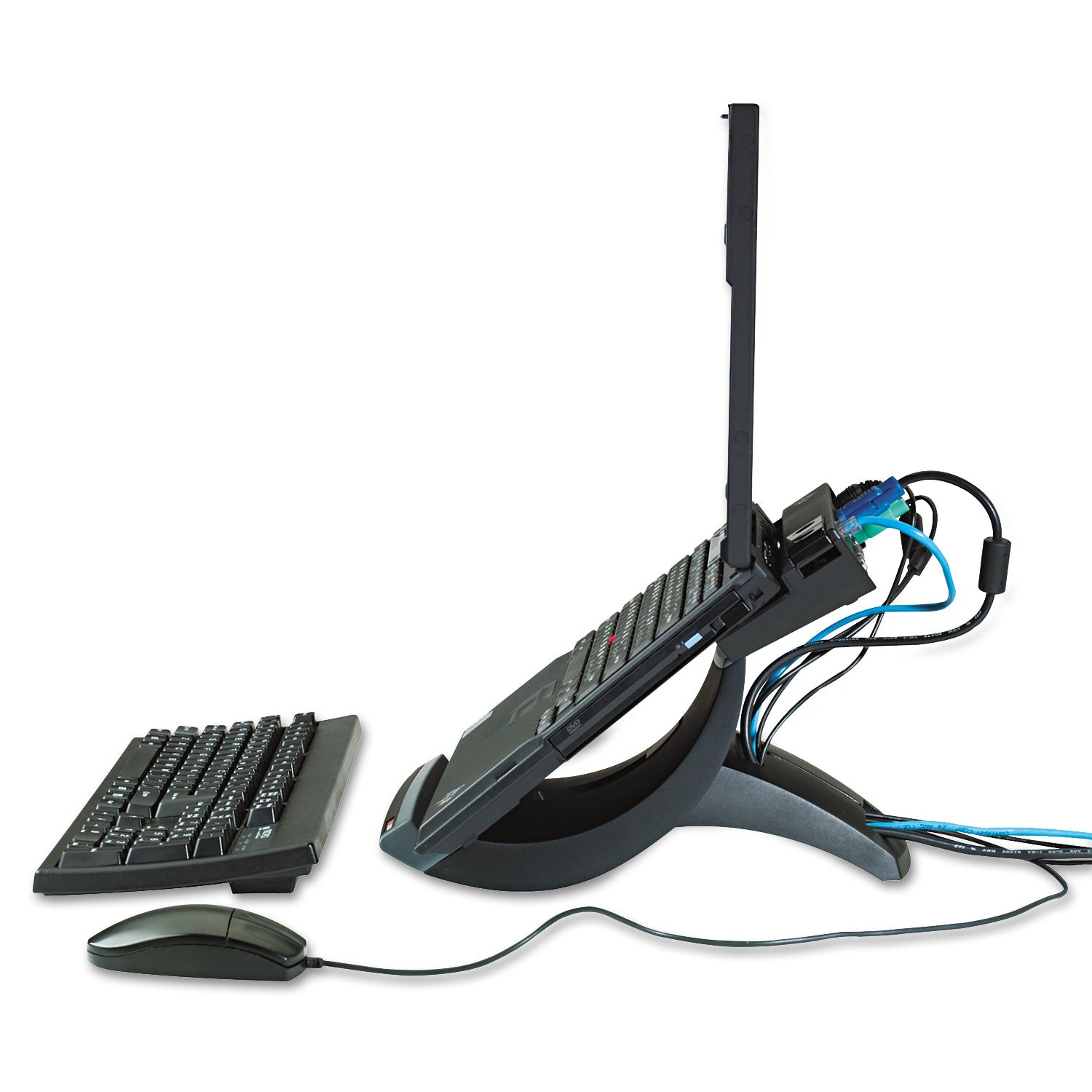 Vertical Notebook Computer Riser with Cable Management, 9" x 12" x 6.5" to 9.5", Black/Charcoal Gray, Supports 20 lbs - 