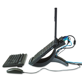 Vertical Notebook Computer Riser with Cable Management, 9" x 12" x 6.5" to 9.5", Black/Charcoal Gray, Supports 20 lbs - 