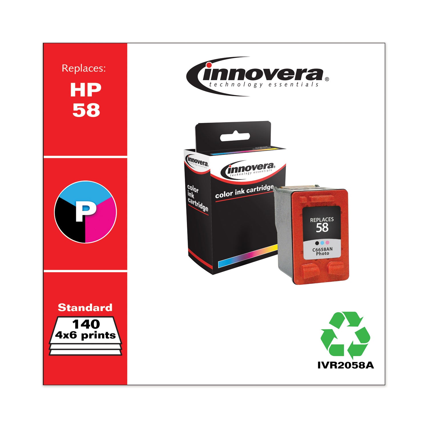 Remanufactured Photo Ink, Replacement for 58 (C6658AN), 140 Page-Yield - 