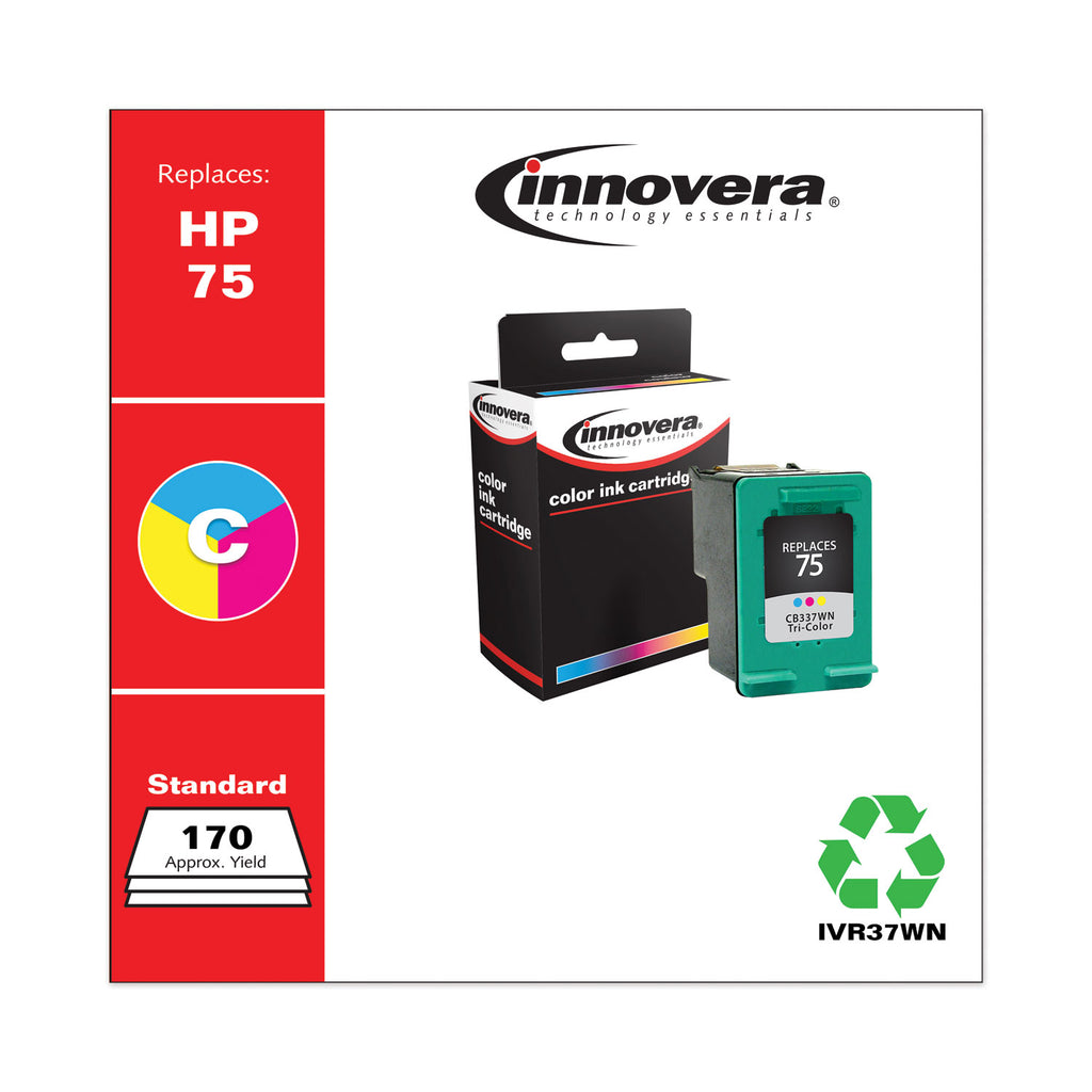 Remanufactured Tri-Color Ink, Replacement for 75 (CB337WN), 170 Page-Yield - 