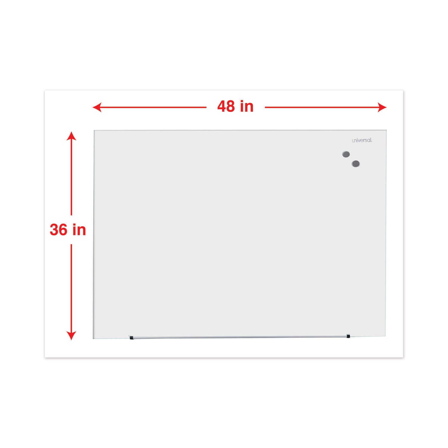 Frameless Magnetic Glass Marker Board, 48 x 36, White Surface