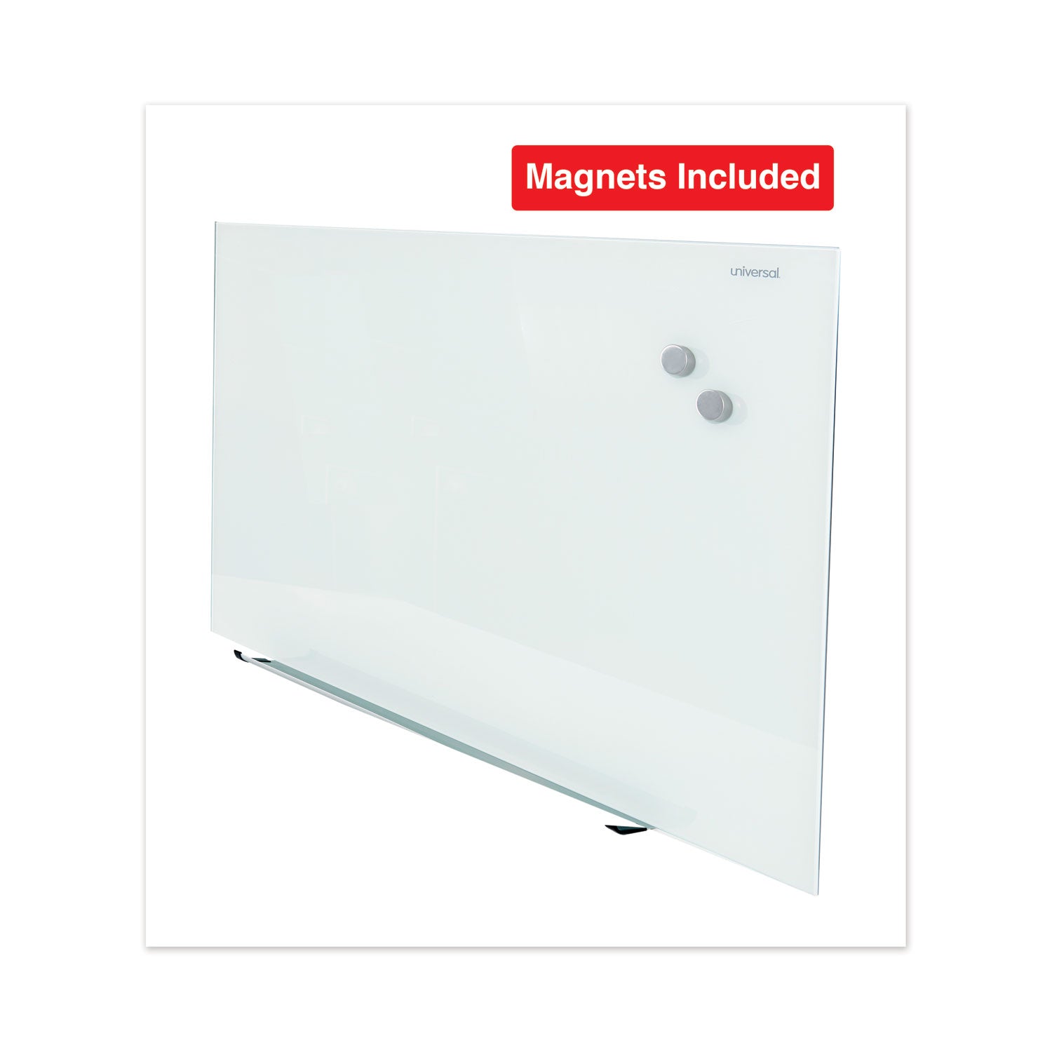 Frameless Magnetic Glass Marker Board, 48 x 36, White Surface
