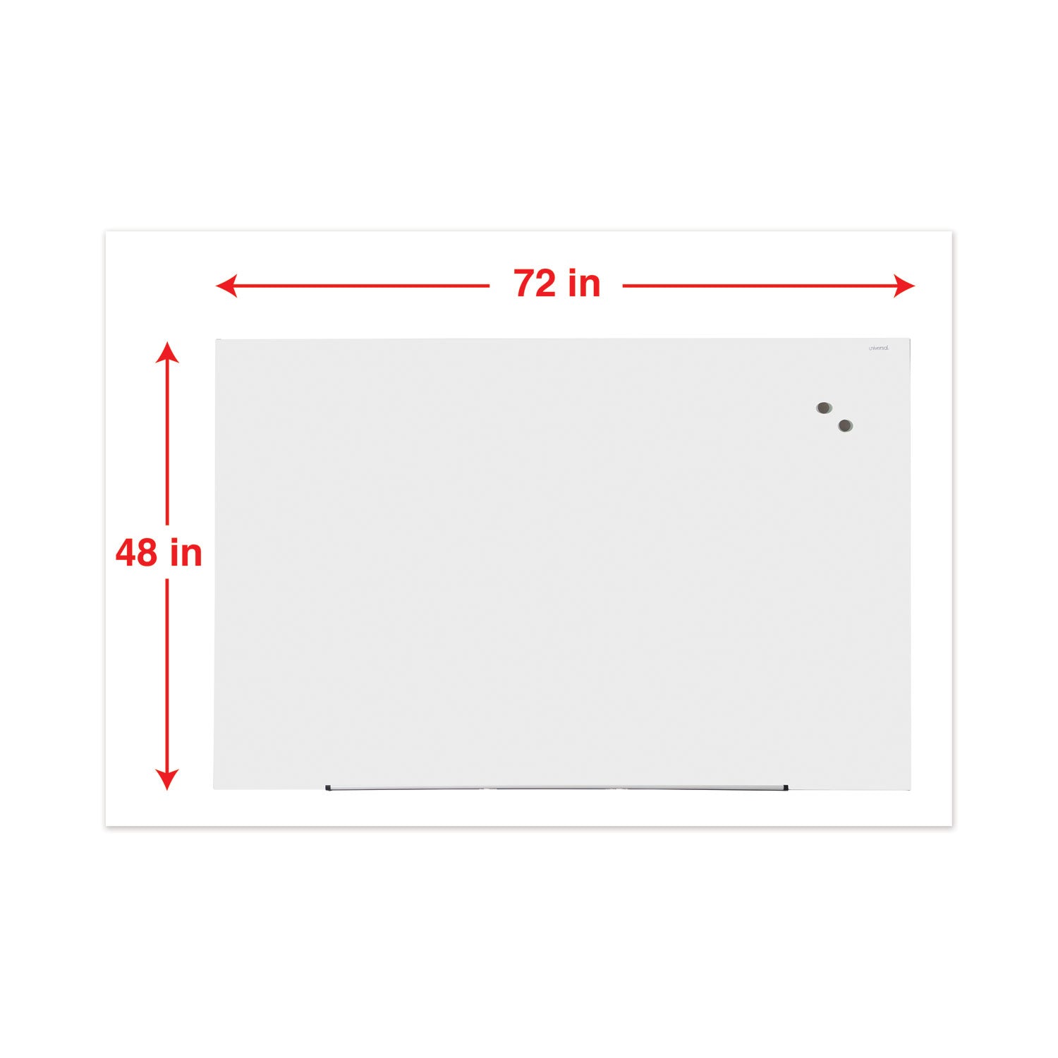 Frameless Magnetic Glass Marker Board, 72 x 48, White Surface