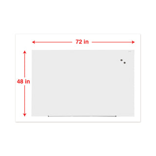 Frameless Magnetic Glass Marker Board, 72 x 48, White Surface