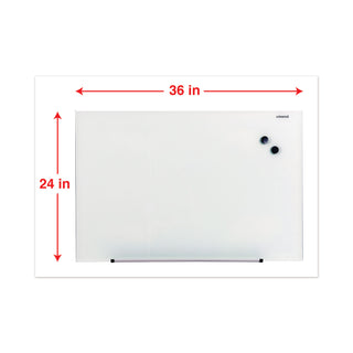 Frameless Magnetic Glass Marker Board, 36 x 24, Translucent Frost Surface