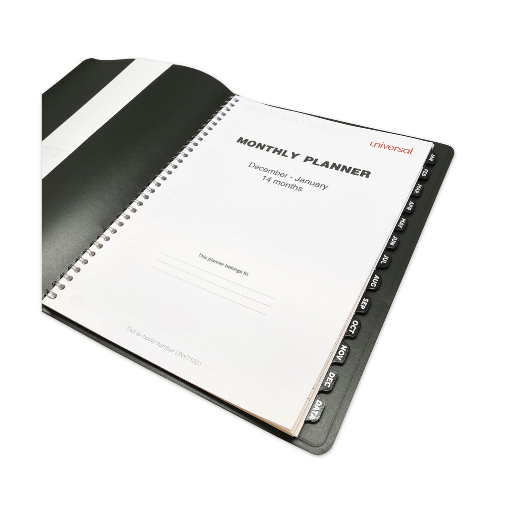 Monthly Planner, 11 x 8, Black Cover, 14-Month, Dec 2023 to Jan 2025