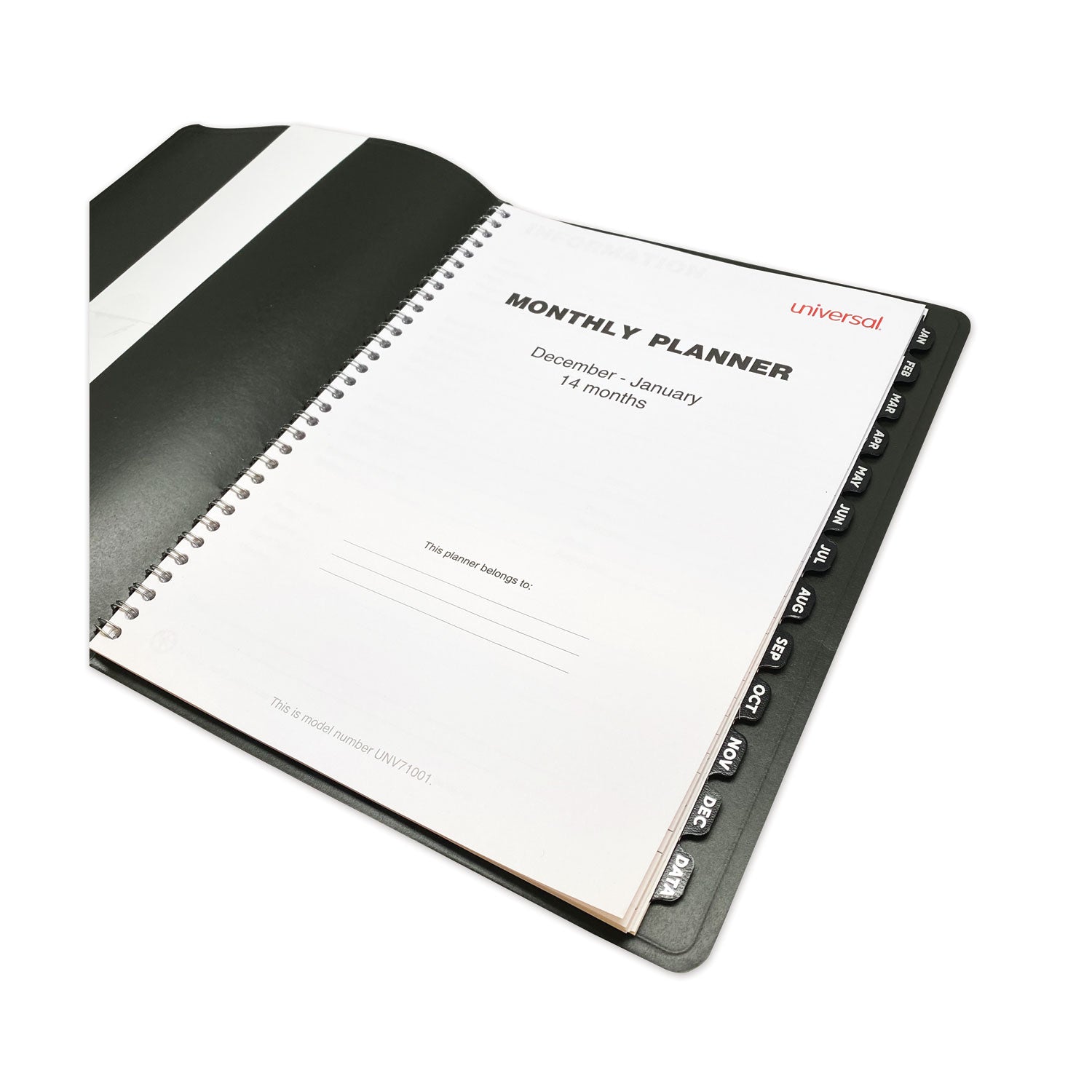 Monthly Planner, 11 x 8, Black Cover, 14-Month, Dec 2023 to Jan 2025