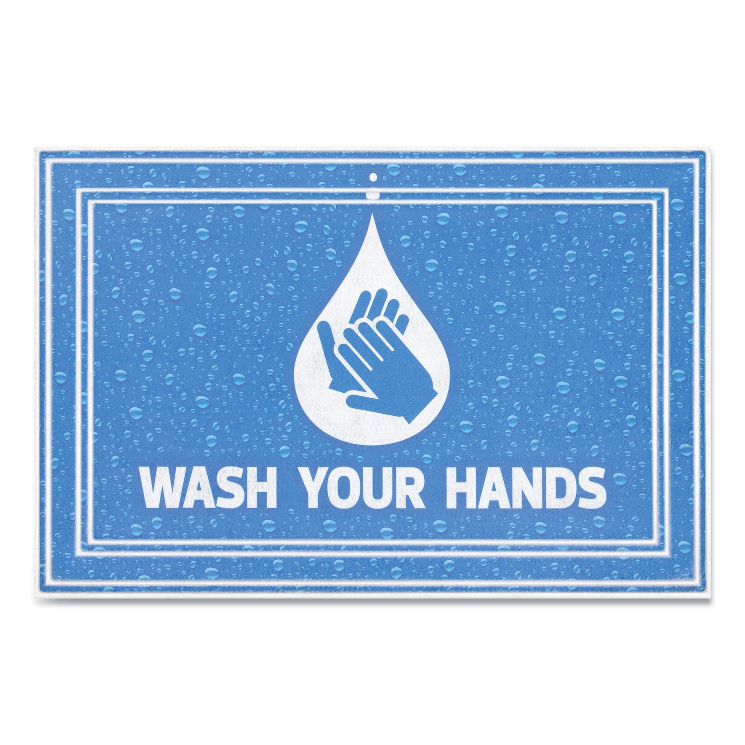 Message Floor Mats, 24 x 36, Blue, "Wash Your Hands