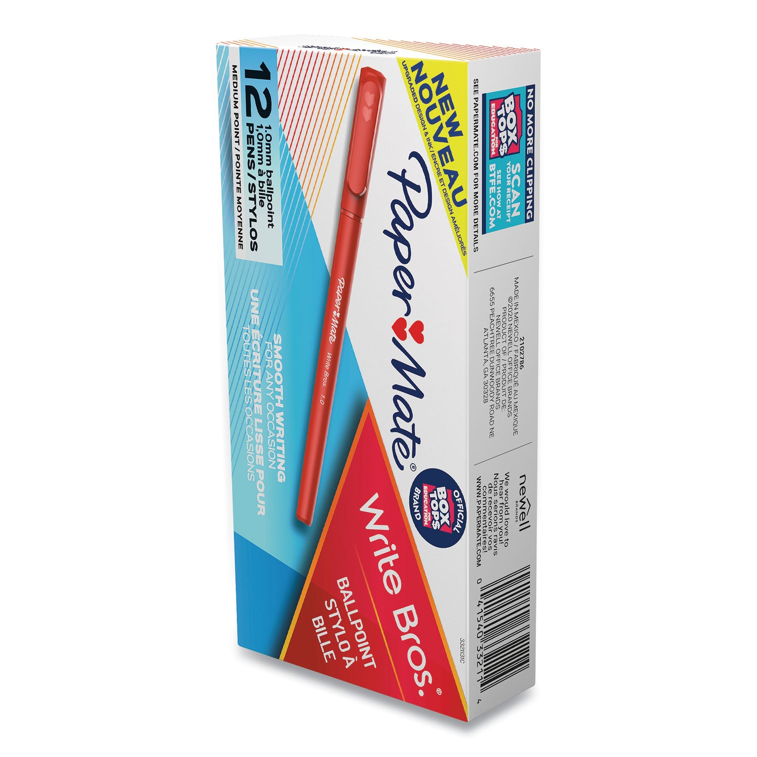 Write Bros. Ballpoint Pen, Stick, Medium 1 mm, Red Ink, Red Barrel, Dozen