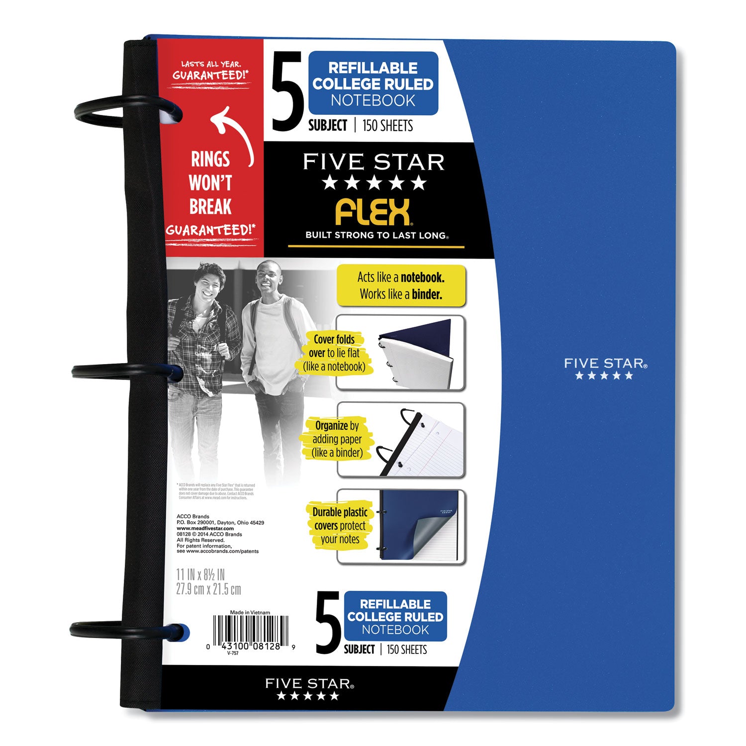 flex-notebook-5-subject-medium-college-rule-randomly-assorted-cover-color-150-11-x-85-sheets_fvs08128 - 1