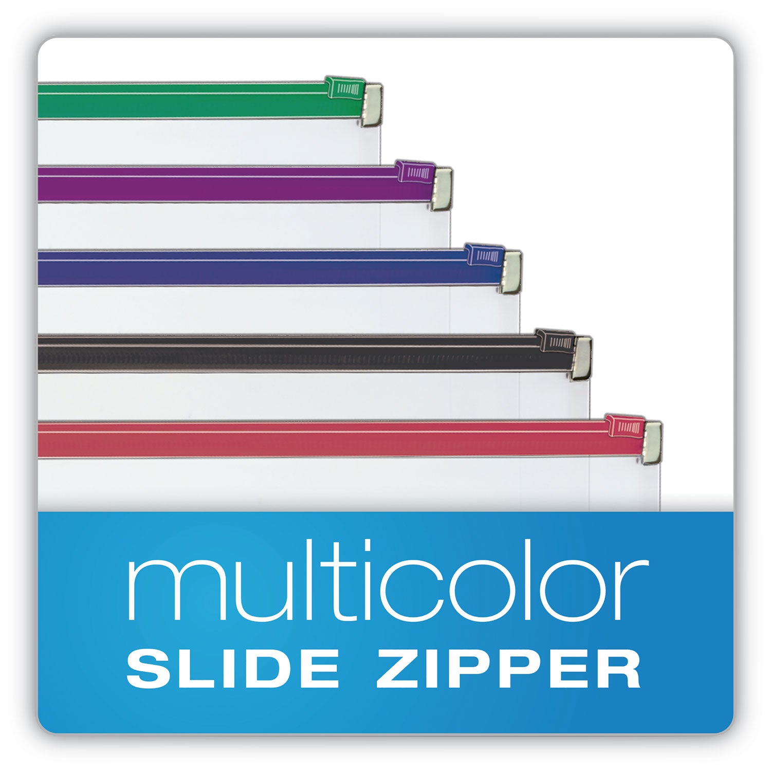 Expanding Zipper Binder Pocket, 8.5 x 11, Assorted Colors, 5/Pack - 