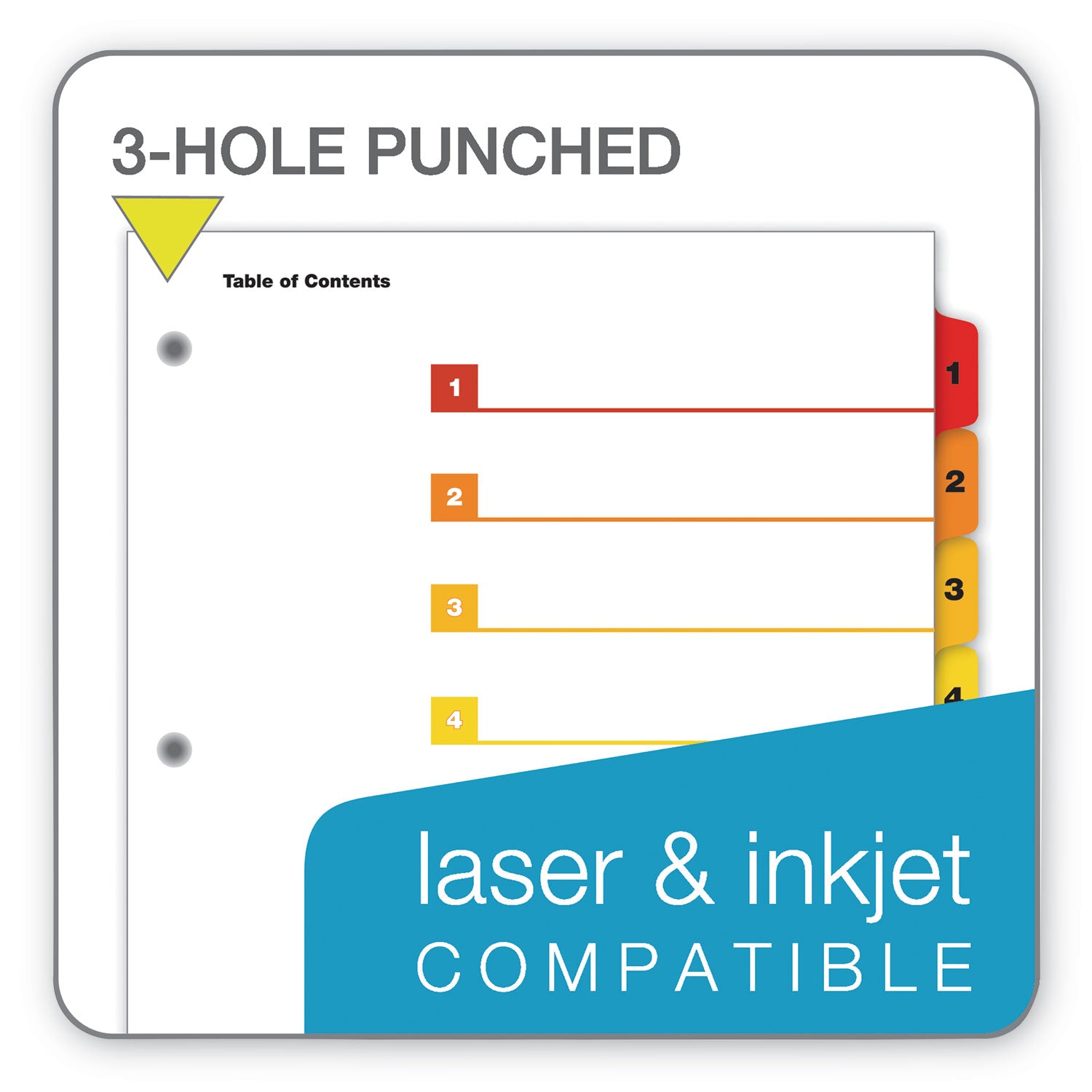 OneStep Printable Table of Contents and Dividers, 8-Tab, 1 to 8, 11 x 8.5, White, 6 Sets - 