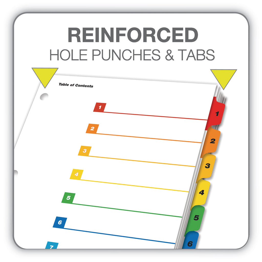 OneStep Printable Table of Contents and Dividers, 8-Tab, 1 to 8, 11 x 8.5, White, 6 Sets - 