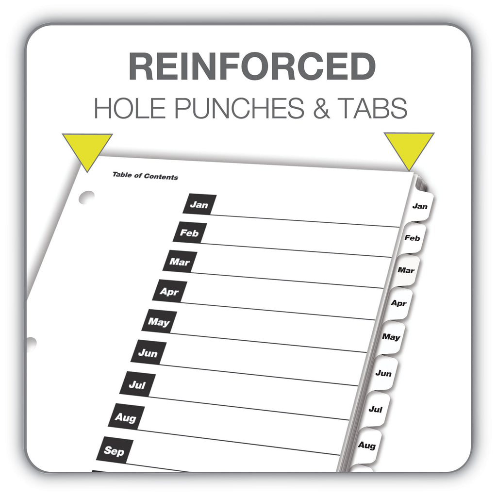 OneStep Printable Table of Contents and Dividers, 12-Tab, Jan. to Dec., 11 x 8.5, White, White Tabs, 1 Set - 
