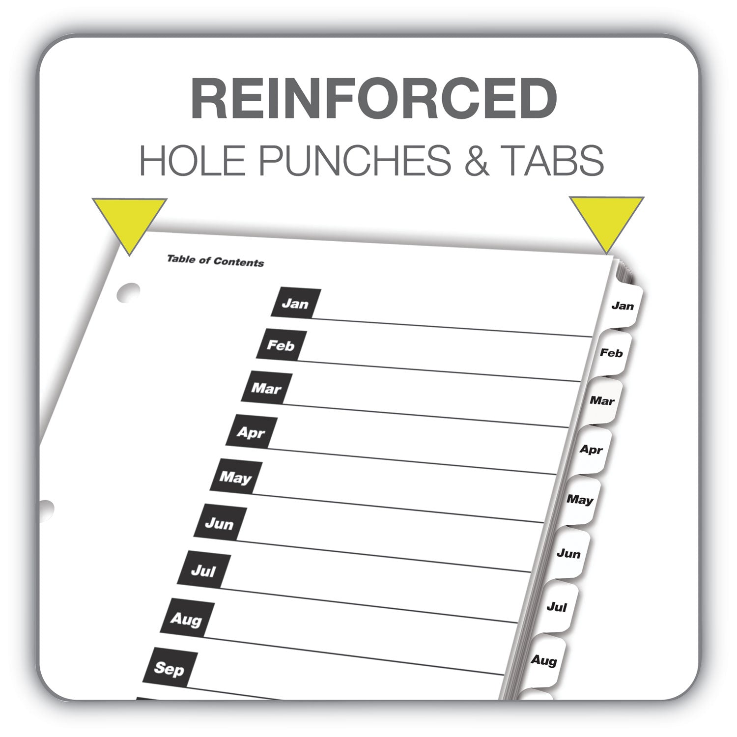 OneStep Printable Table of Contents and Dividers, 12-Tab, Jan. to Dec., 11 x 8.5, White, White Tabs, 1 Set - 