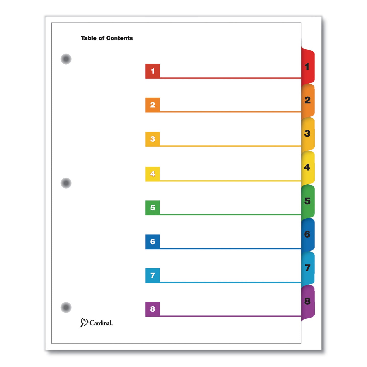 OneStep Printable Table of Contents and Dividers, 8-Tab, 1 to 8, 11 x 8.5, White, 6 Sets - 