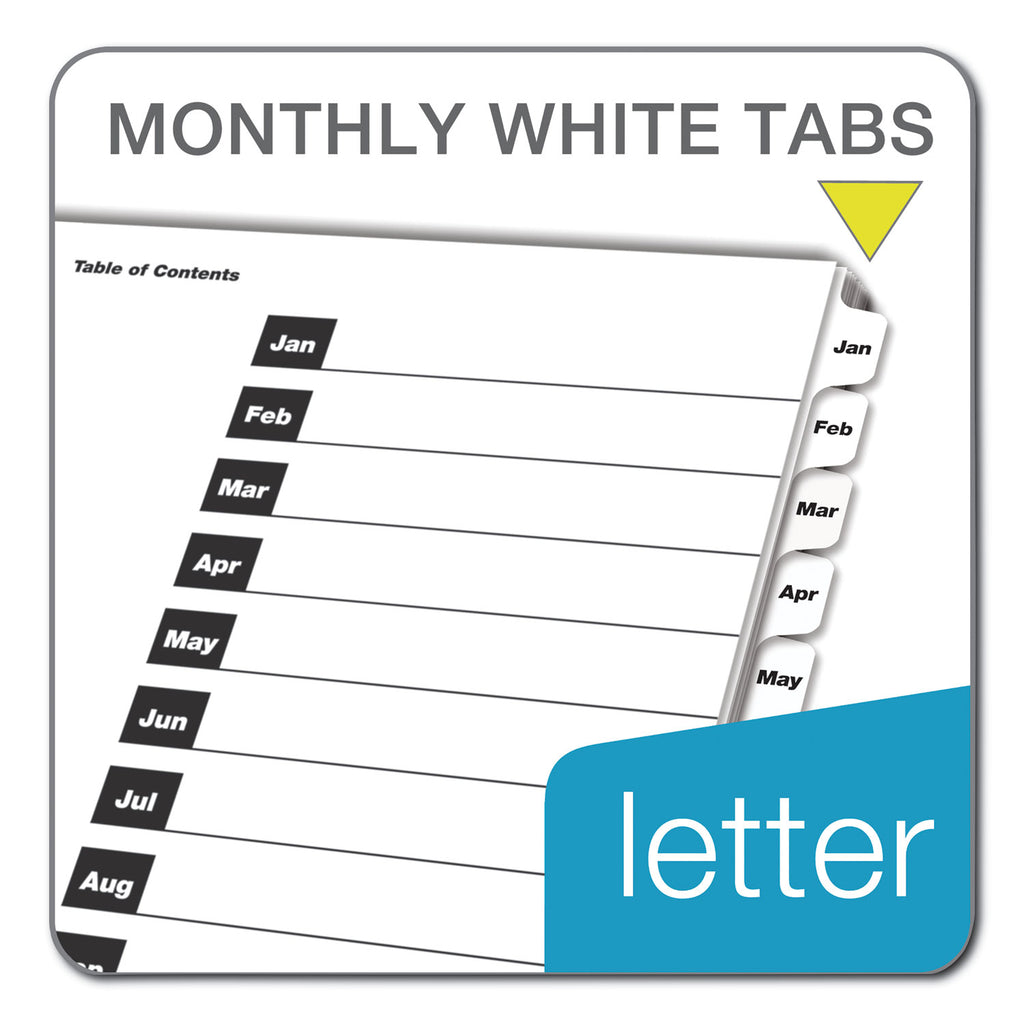 OneStep Printable Table of Contents and Dividers, 12-Tab, Jan. to Dec., 11 x 8.5, White, White Tabs, 1 Set - 