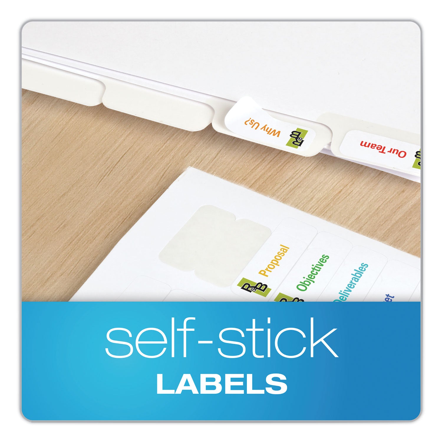 Custom Label Tab Dividers with Self-Adhesive Tab Labels, 8-Tab, 11 x 8.5, White, 25 Sets - 