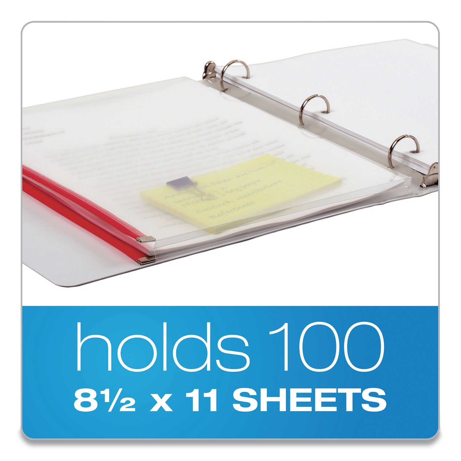 Expanding Zipper Binder Pocket, 8.5 x 11, Assorted Colors, 5/Pack