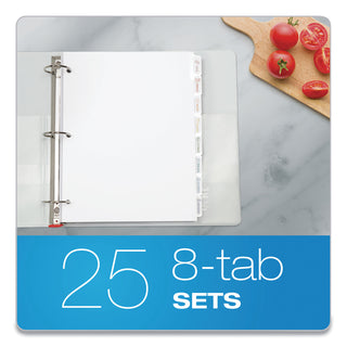 Custom Label Tab Dividers with Self-Adhesive Tab Labels, 8-Tab, 11 x 8.5, White, 25 Sets - 