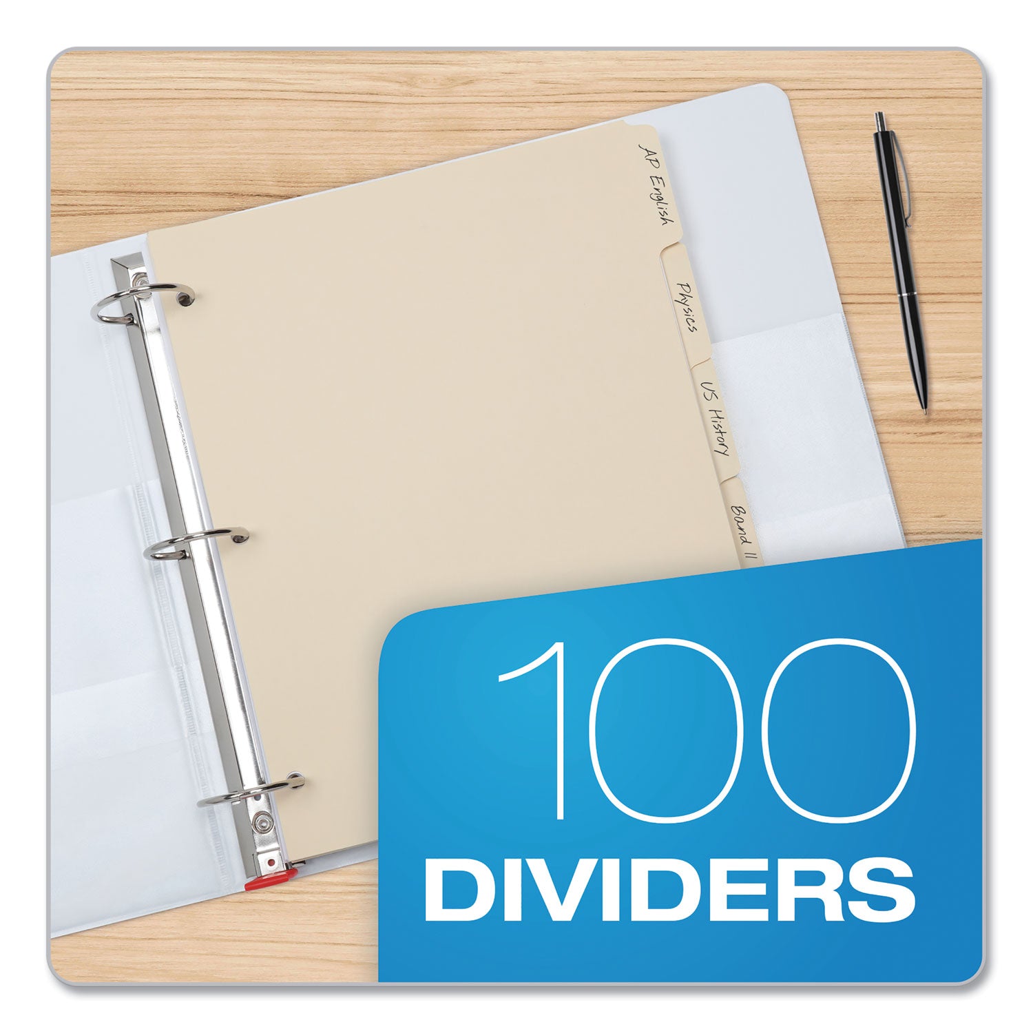 Write-On Tab Dividers, 5-Tab, 11 x 8.5, Manila, 20 Sets - 