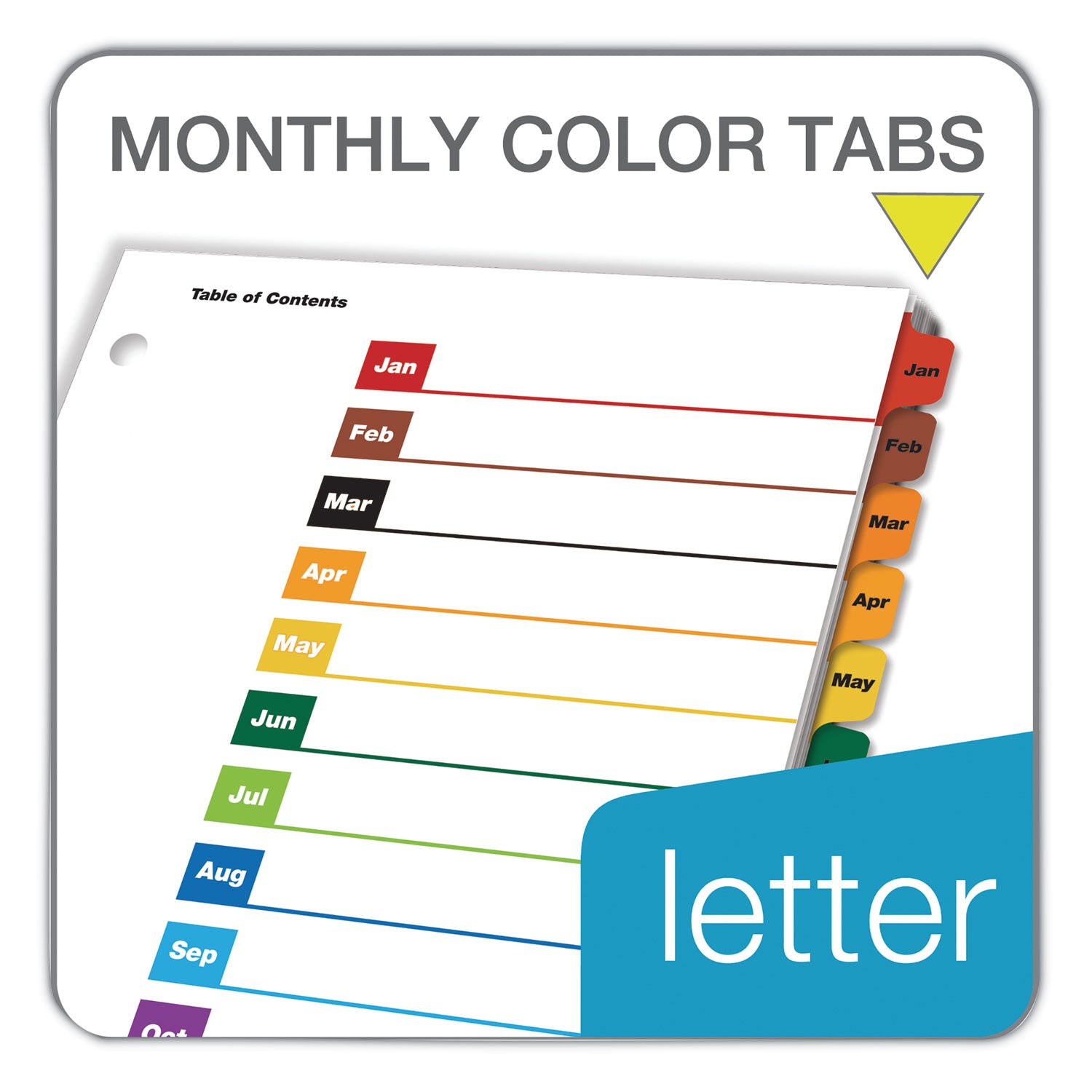 OneStep Printable Table of Contents and Dividers, 12-Tab, Jan. to Dec., 11 x 8.5, White, Assorted Tabs, 1 Set - 