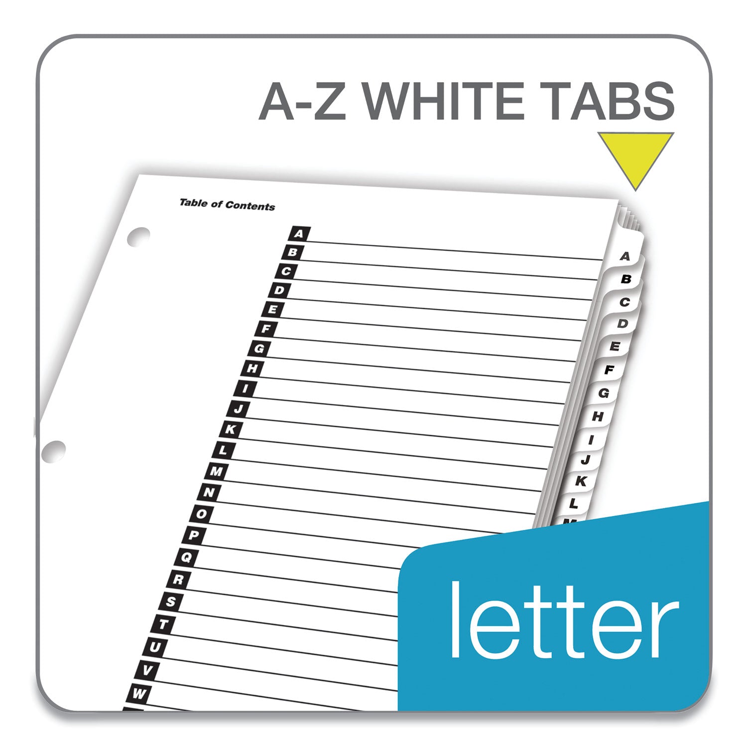 OneStep Printable Table of Contents and Dividers, 26-Tab, A to Z, 11 x 8.5, White, White Tabs, 1 Set - 