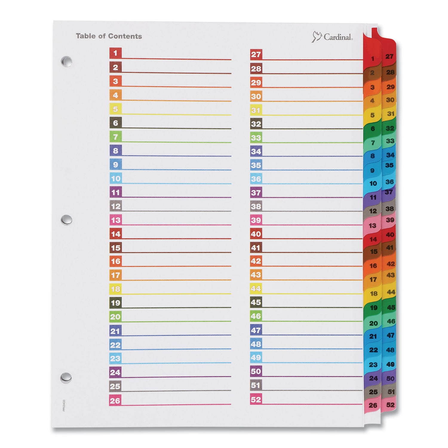 OneStep Printable Table of Contents and Dividers - Double Column, 52-Tab, 1 to 52, 11 x 8.5, White, 1 Set - 