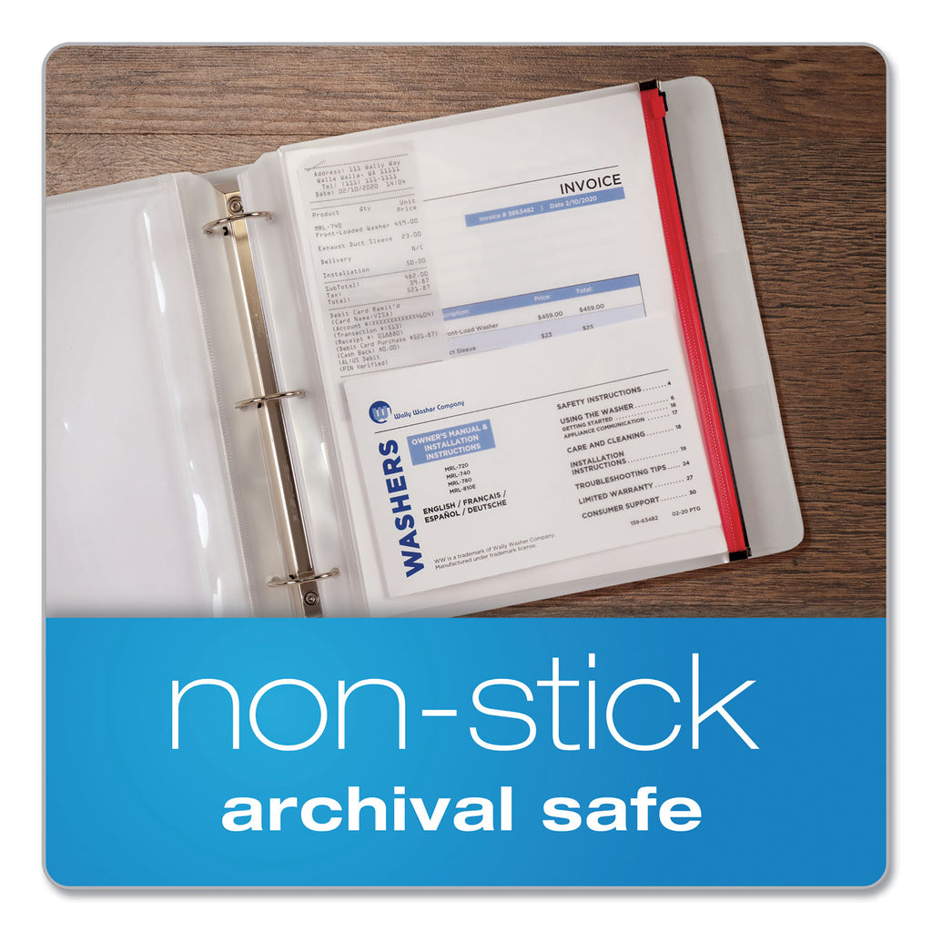 Expanding Zipper Binder Pocket, 8.5 x 11, Assorted Colors, 5/Pack