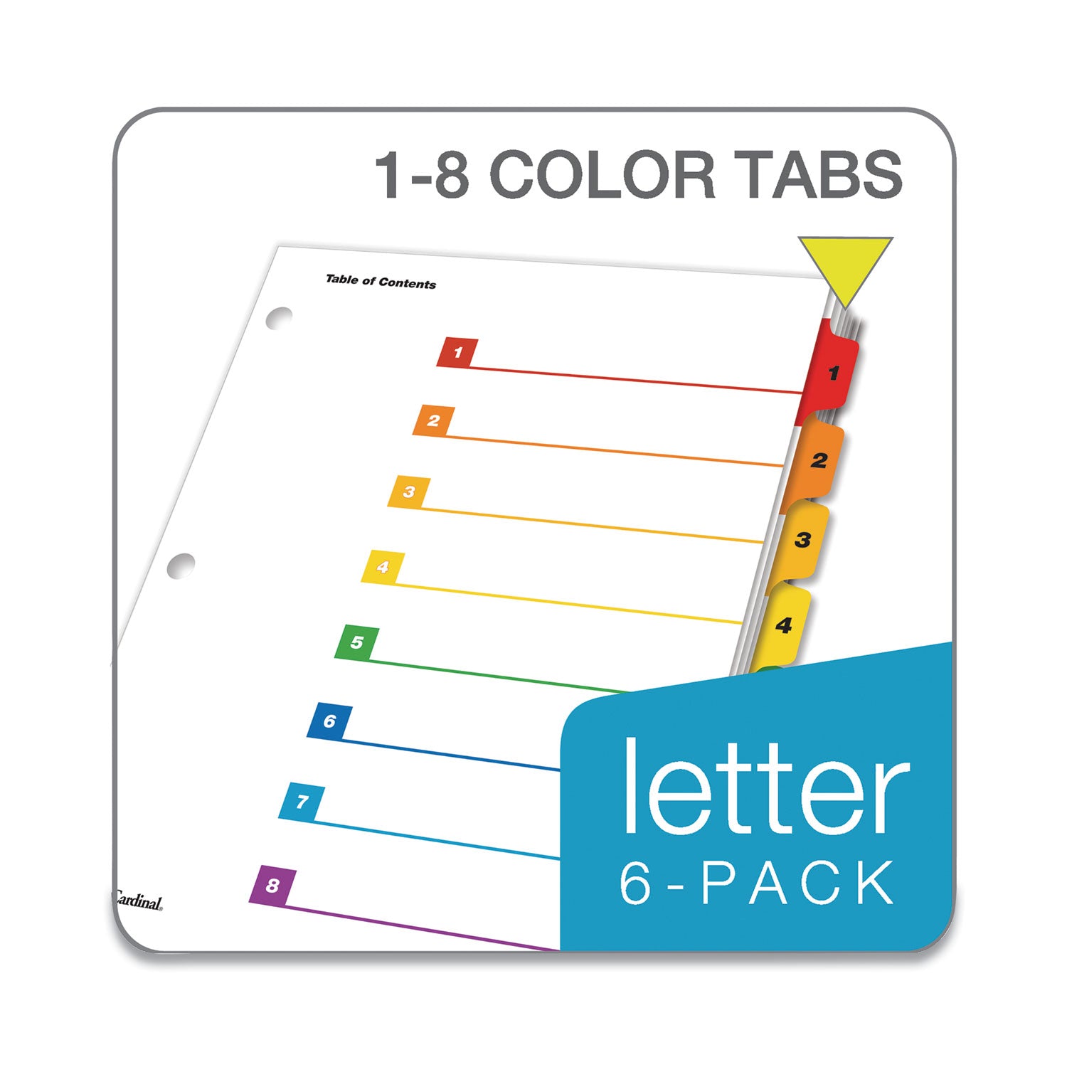OneStep Printable Table of Contents and Dividers, 8-Tab, 1 to 8, 11 x 8.5, White, 6 Sets - 