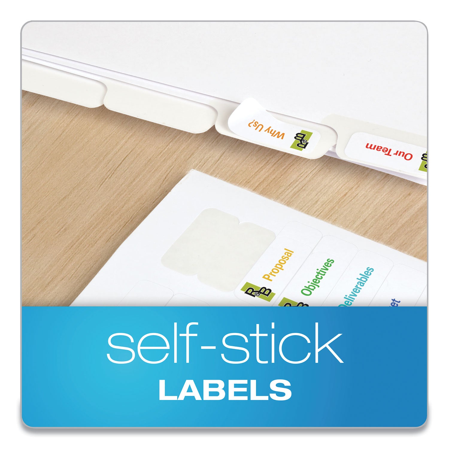 Custom Label Tab Dividers with Self-Adhesive Tab Labels, 8-Tab, 11 x 8.5, White, 5 Sets - 