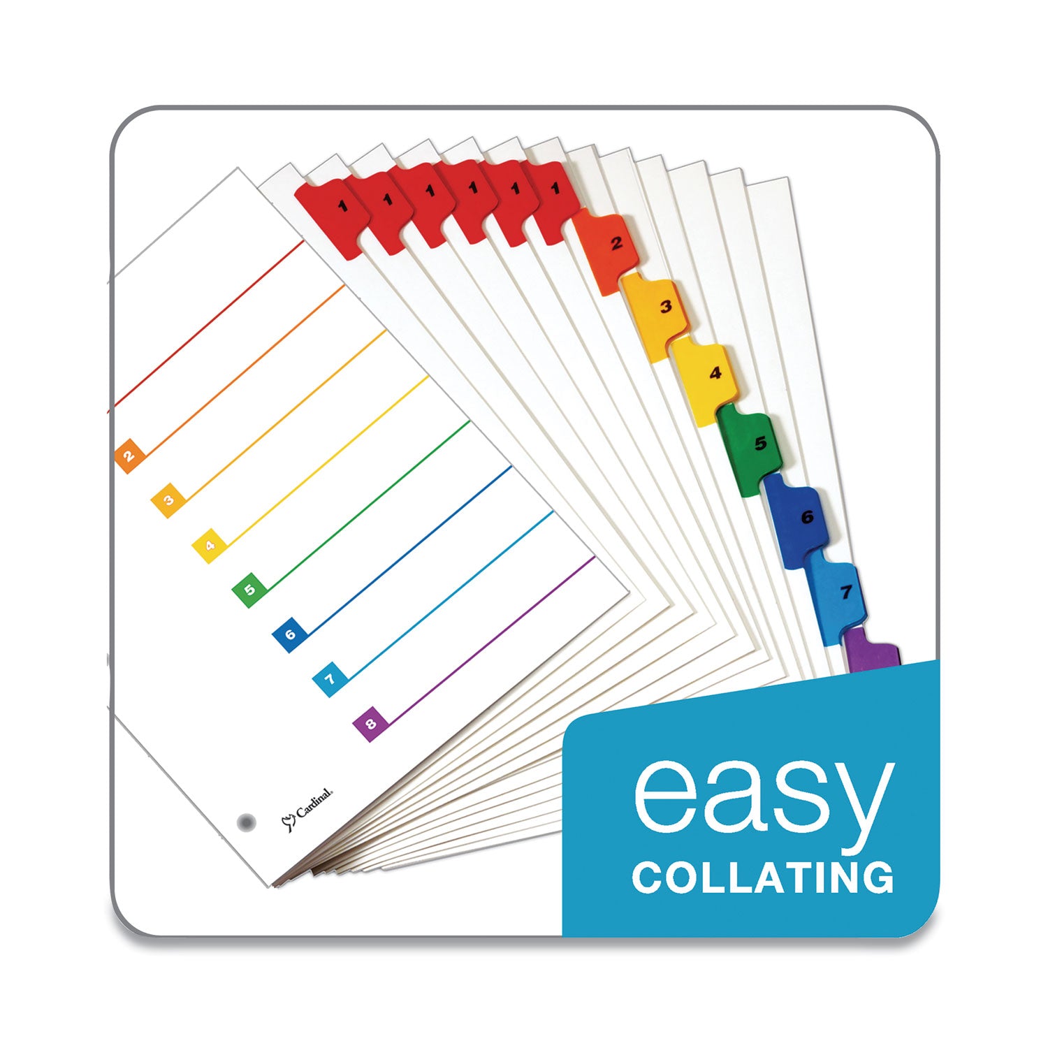 OneStep Printable Table of Contents and Dividers, 8-Tab, 1 to 8, 11 x 8.5, White, 6 Sets - 