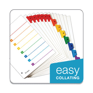OneStep Printable Table of Contents and Dividers, 8-Tab, 1 to 8, 11 x 8.5, White, 6 Sets - 