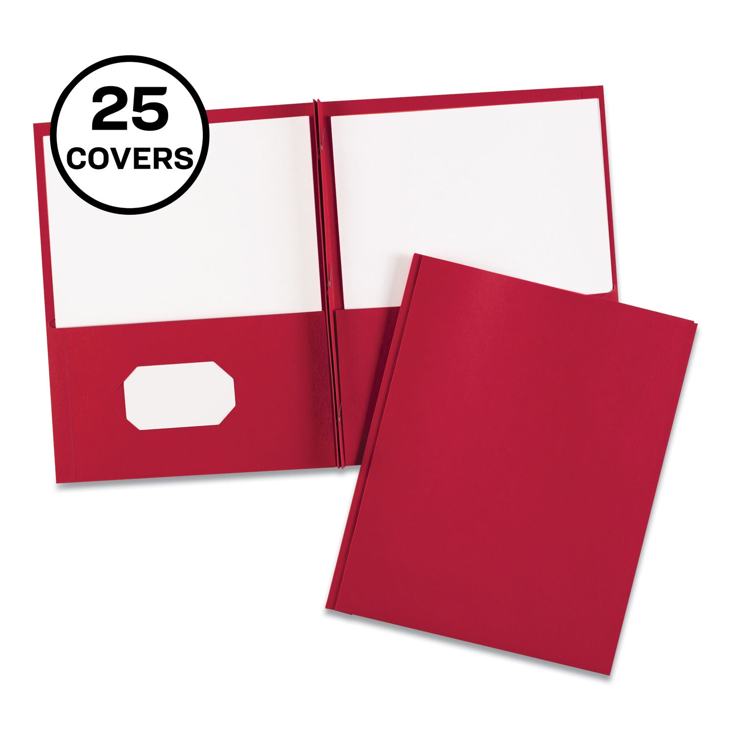 Two-Pocket Folder, Prong Fastener, 0.5" Capacity, 11 x 8.5, Red, 25/Box - 