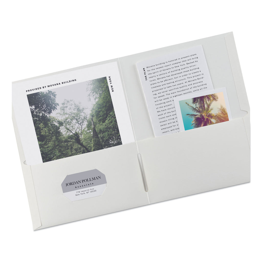 Two-Pocket Folder, 40-Sheet Capacity, 11 x 8.5, White, 25/Box