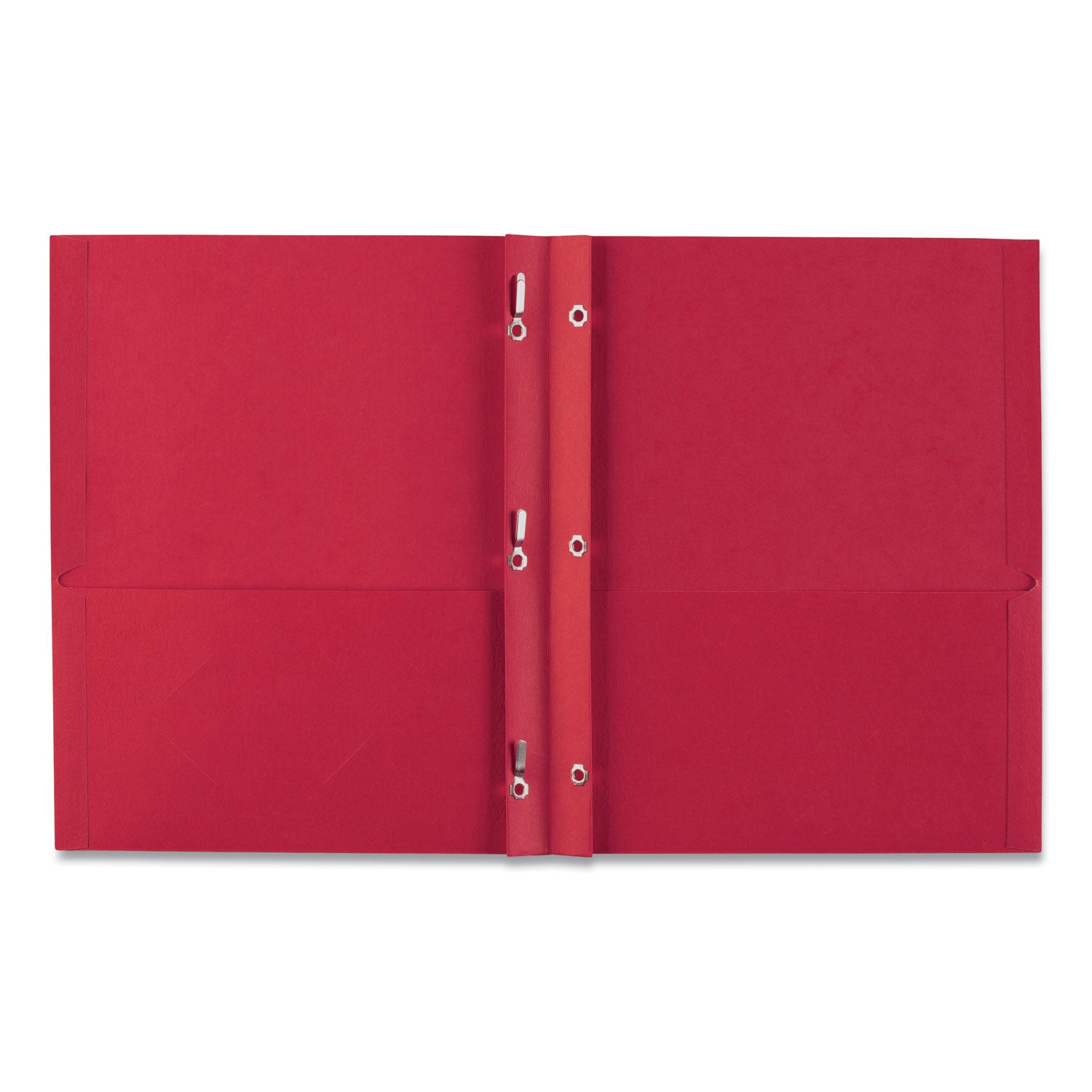 Two-Pocket Folder, Prong Fastener, 0.5" Capacity, 11 x 8.5, Red, 25/Box - 