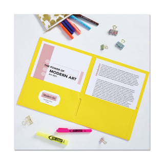 Two-Pocket Folder, 40-Sheet Capacity, 11 x 8.5, Yellow, 25/Box