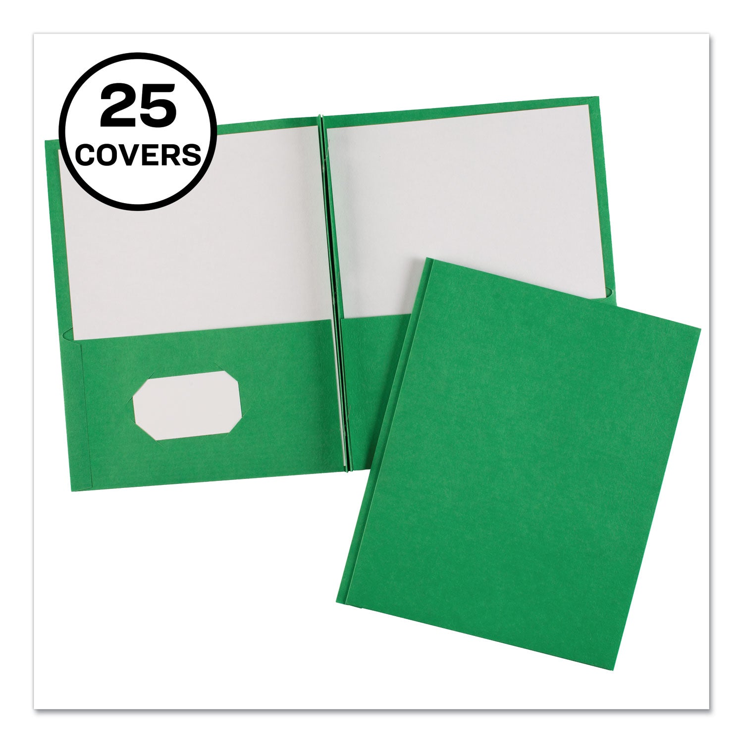 Two-Pocket Folder, Prong Fastener, 0.5" Capacity, 11 x 8.5, Green, 25/Box - 