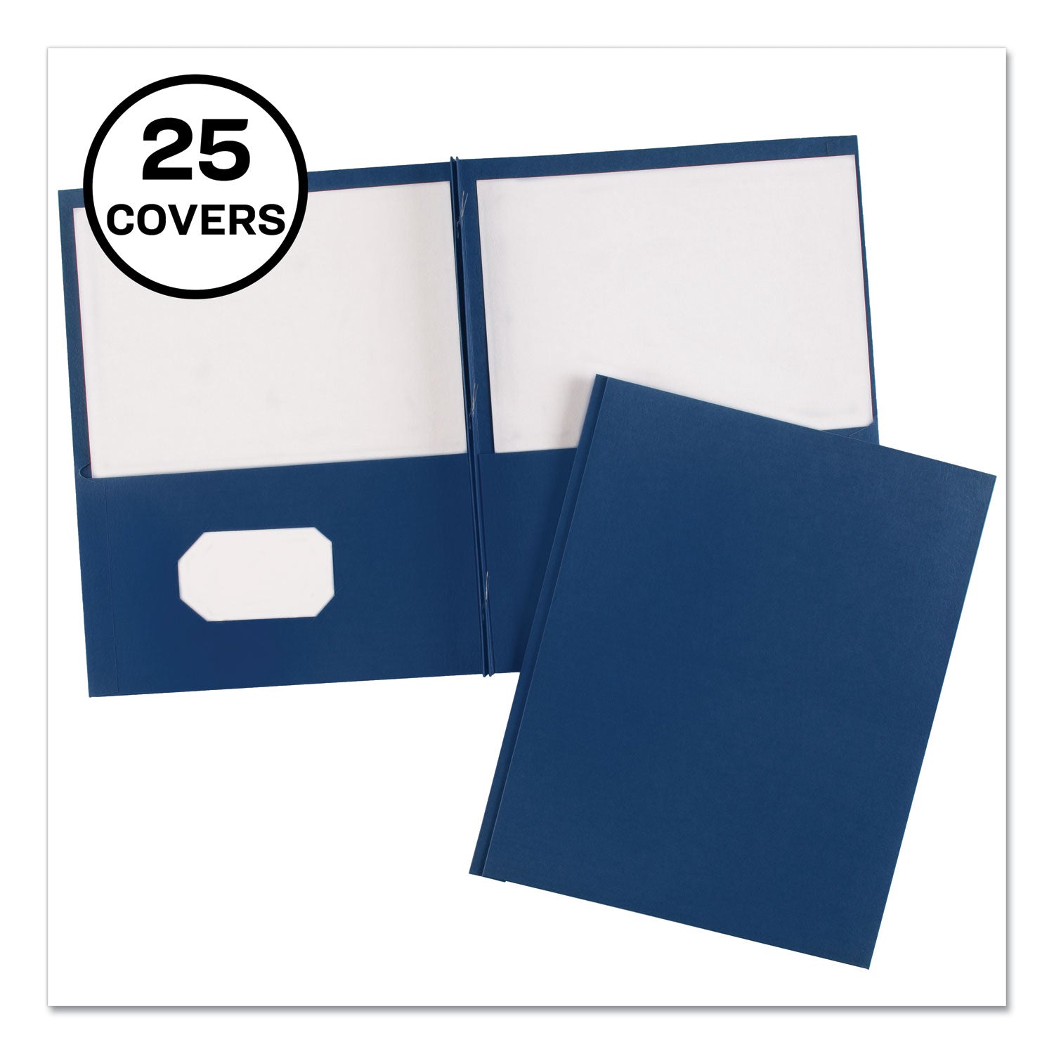Two-Pocket Folder, Prong Fastener, 0.5" Capacity, 11 x 8.5, Dark Blue, 25/Box - 