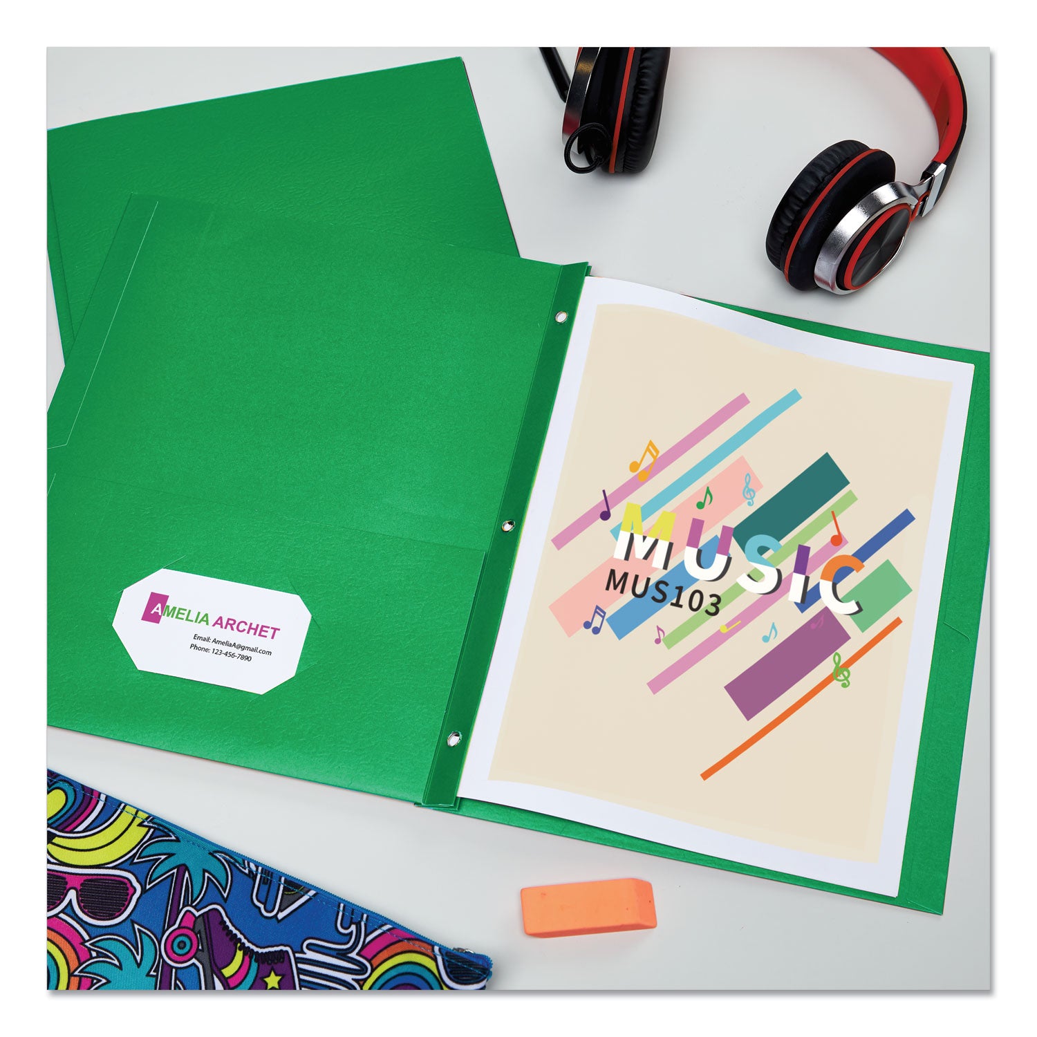 Two-Pocket Folder, Prong Fastener, 0.5" Capacity, 11 x 8.5, Green, 25/Box